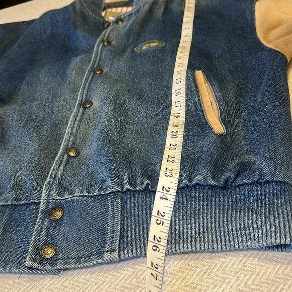 CP Rail Denim Varsity Jacket. Canadian Pacific railway Vintage Jacket. Medium - Picture 13 of 16